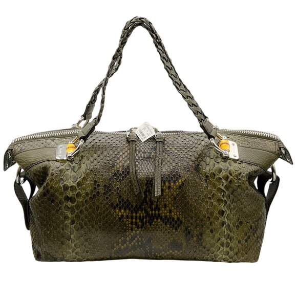 Gucci Green Python Bamboo Bar Bag - Picture 1 of 11